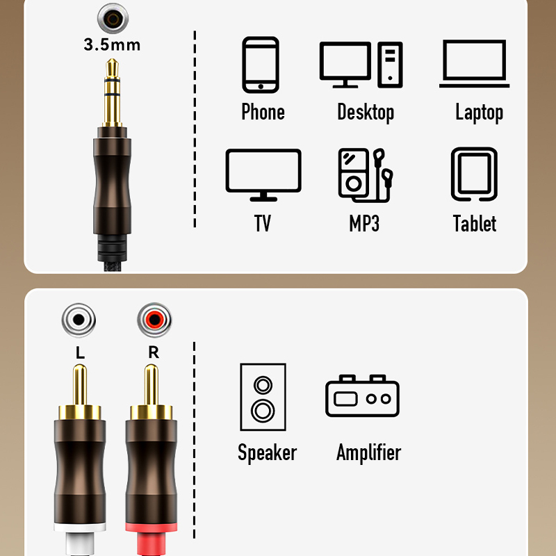 RCA To 3.5 mm Jack Aux Audio C - Home Cinema Idea 评论和价格